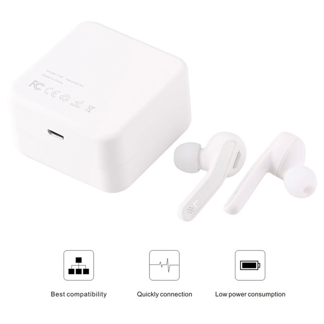 Wireless Stereo Earphones with Magnetic Charging Box - T-88