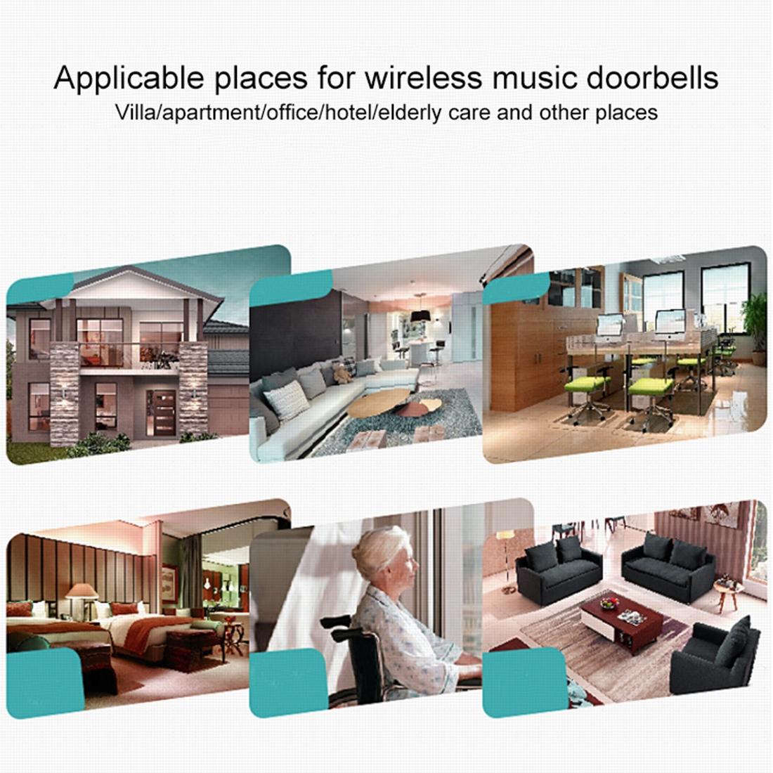 Wireless Doorbell With 38 Ringtones & Flashing Lights - Home Music Remote Control