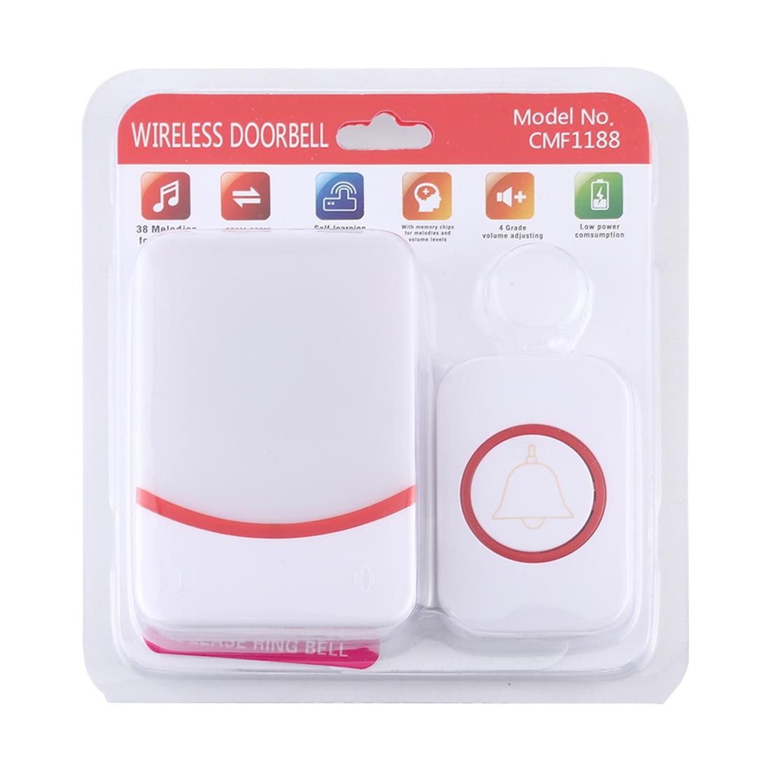 Wireless Doorbell With 38 Ringtones & Flashing Lights - Home Music Remote Control