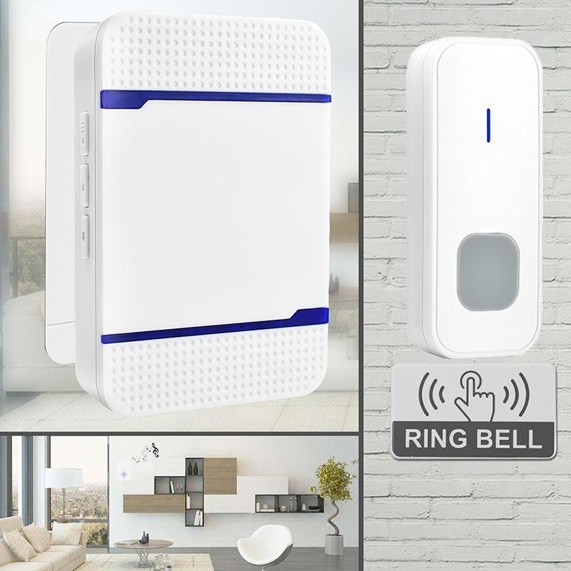 Wireless Waterproof Doorbell Receiver - 110Db Low Power 300M Range 53 Music Options Night Light - White