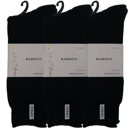 3 Pairs PREMIUM BAMBOO SOCKS Mens Heavy Duty Thick Work Socks BULK Cushion - Black - 11-14