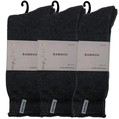 3 Pairs PREMIUM BAMBOO SOCKS Mens Heavy Duty Thick Work Socks BULK Cushion - Charcoal Grey - 7-11