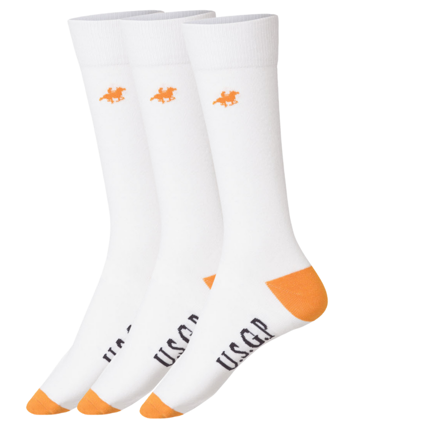 Livergy Mens Crew Socks - White/Orange- 1 Pack of 3 - EU 43-46