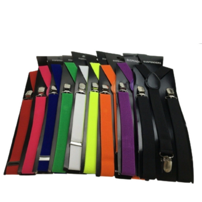 6x Mens Suspenders Braces Adjustable Strong Clip On Elastic Formal Wedding BULK - Assorted Colour Pack