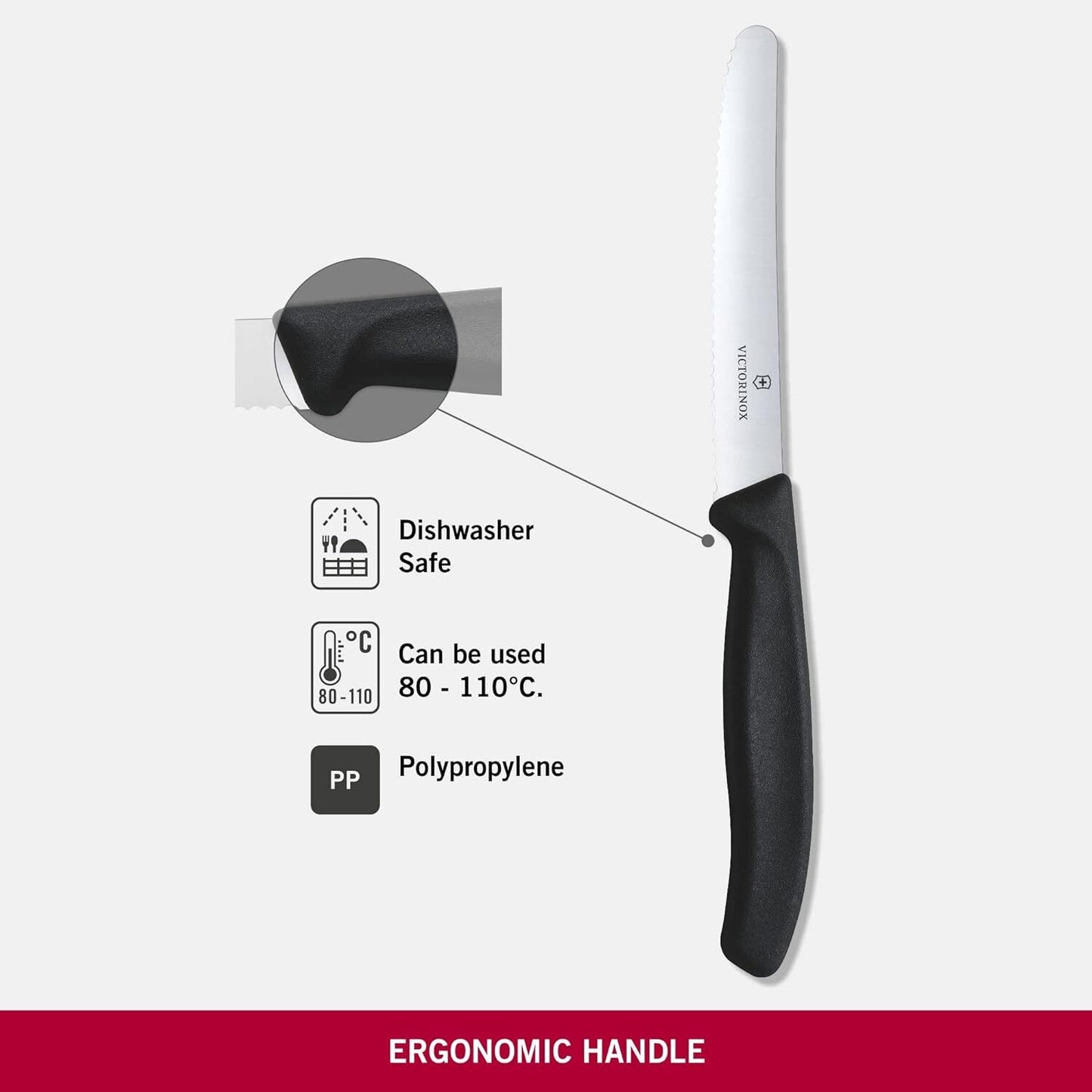 1x Victorinox Standard Wavy Edge Steak and Tomato Knife - Black