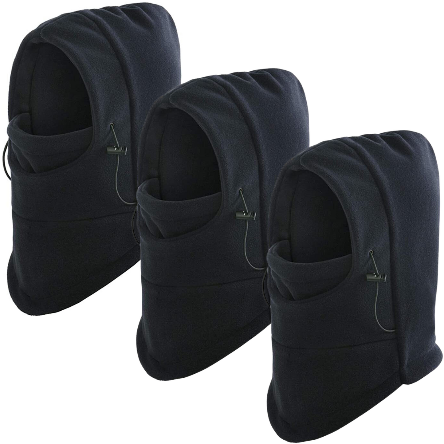 3x Windproof Thermal Fleece Balaclava Beanie Hat Full Face Mask Ski - Black