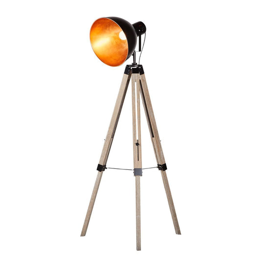 Havana Retro Large Tripod Floor Lamp Industrial Modern Adjustable Wood Frame