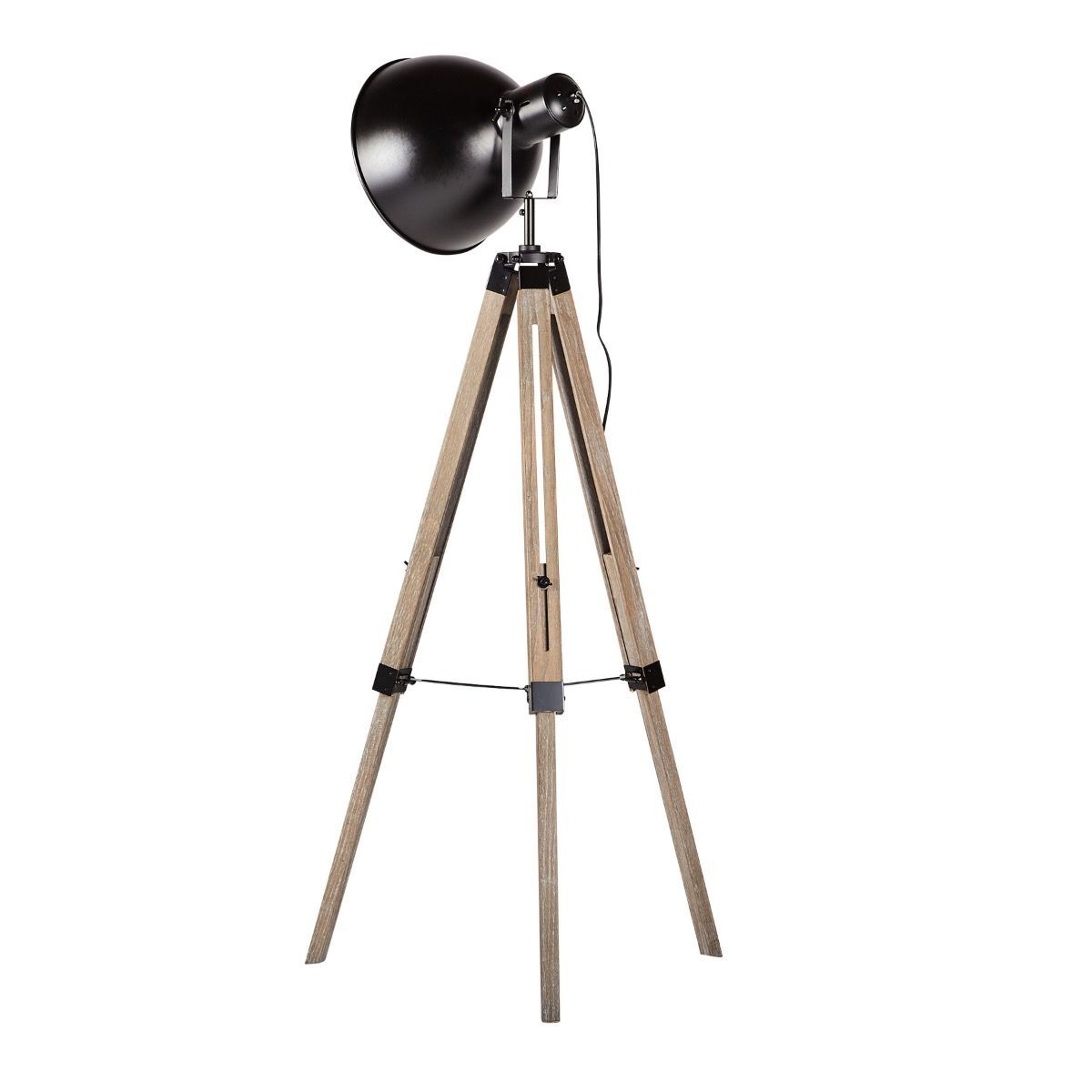 Havana Retro Large Tripod Floor Lamp Industrial Modern Adjustable Wood Frame