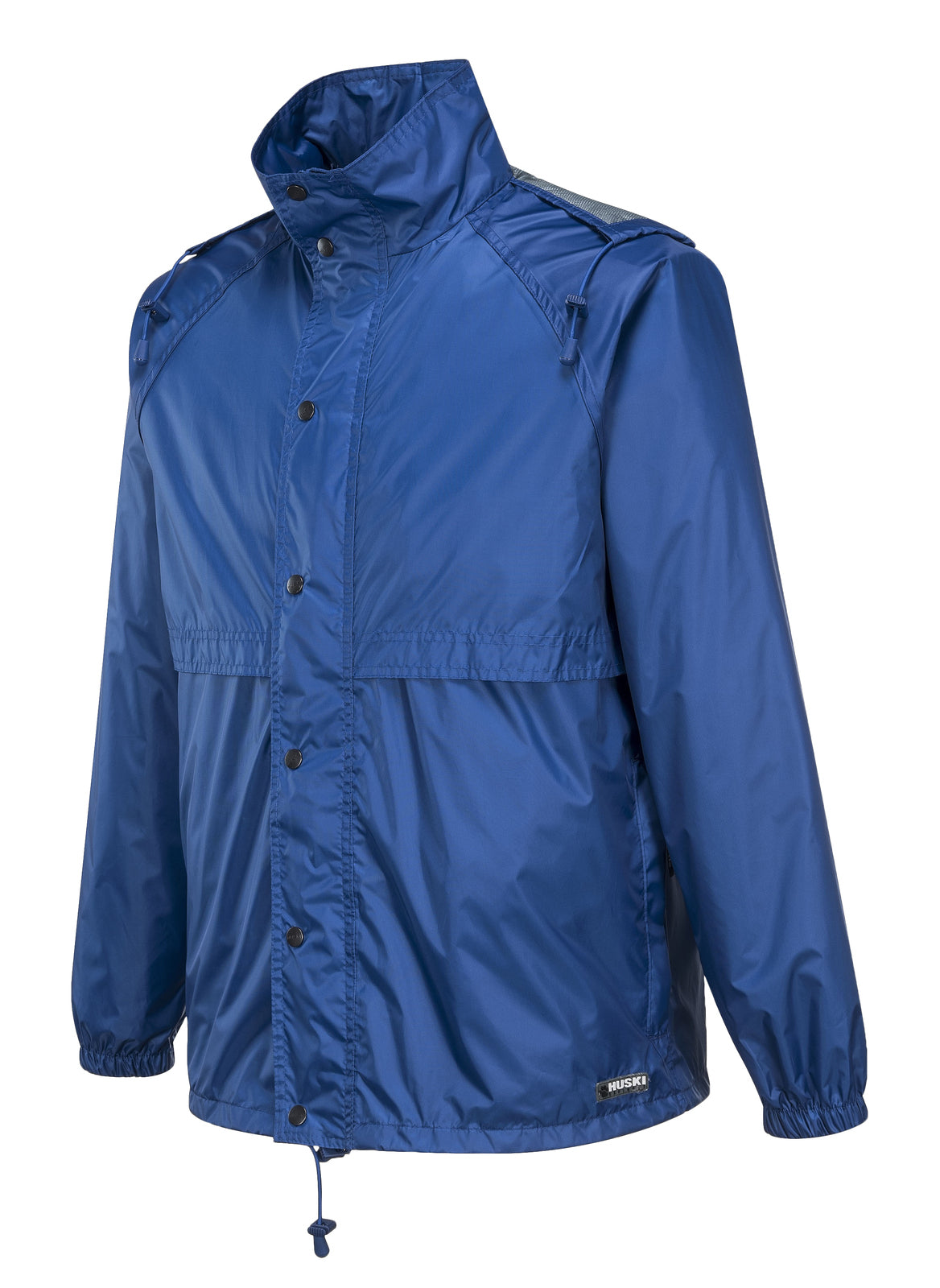 HUSKI STRATUS RAIN JACKET Waterproof Workwear Concealed Hood Windproof Packable - Cobalt - M