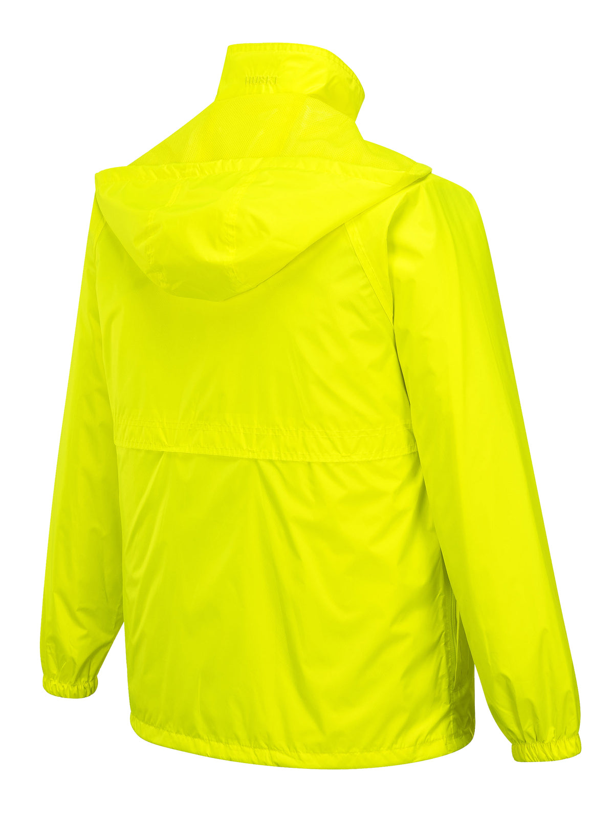 HUSKI STRATUS RAIN JACKET Waterproof Workwear Concealed Hood Windproof Packable - Yellow Fluro - 3XL