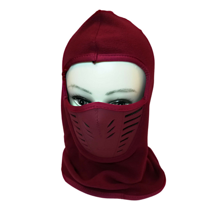 Thermal Fleece Balaclava Windproof Breathable Ski Face Mask Hood Warm Weather - Burgundy