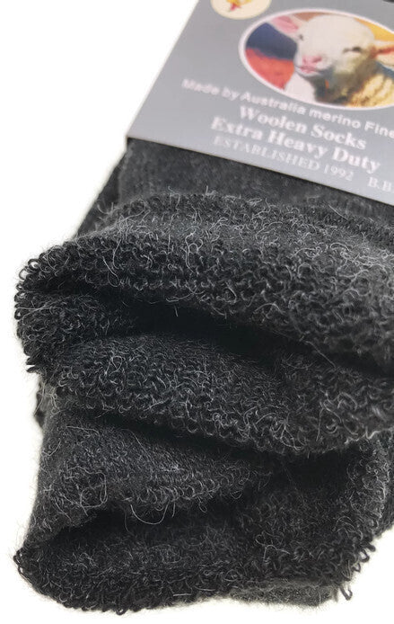 1 Pair Merino Wool Blend Woolen Work Socks Hiking Heavy Duty Warm Winter Thermal - Charcoal - 7-11