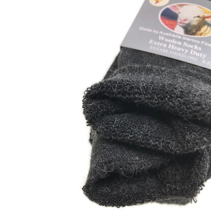 1 Pair Merino Wool Blend Woolen Work Socks Hiking Heavy Duty Warm Winter Thermal - Charcoal - 7-11