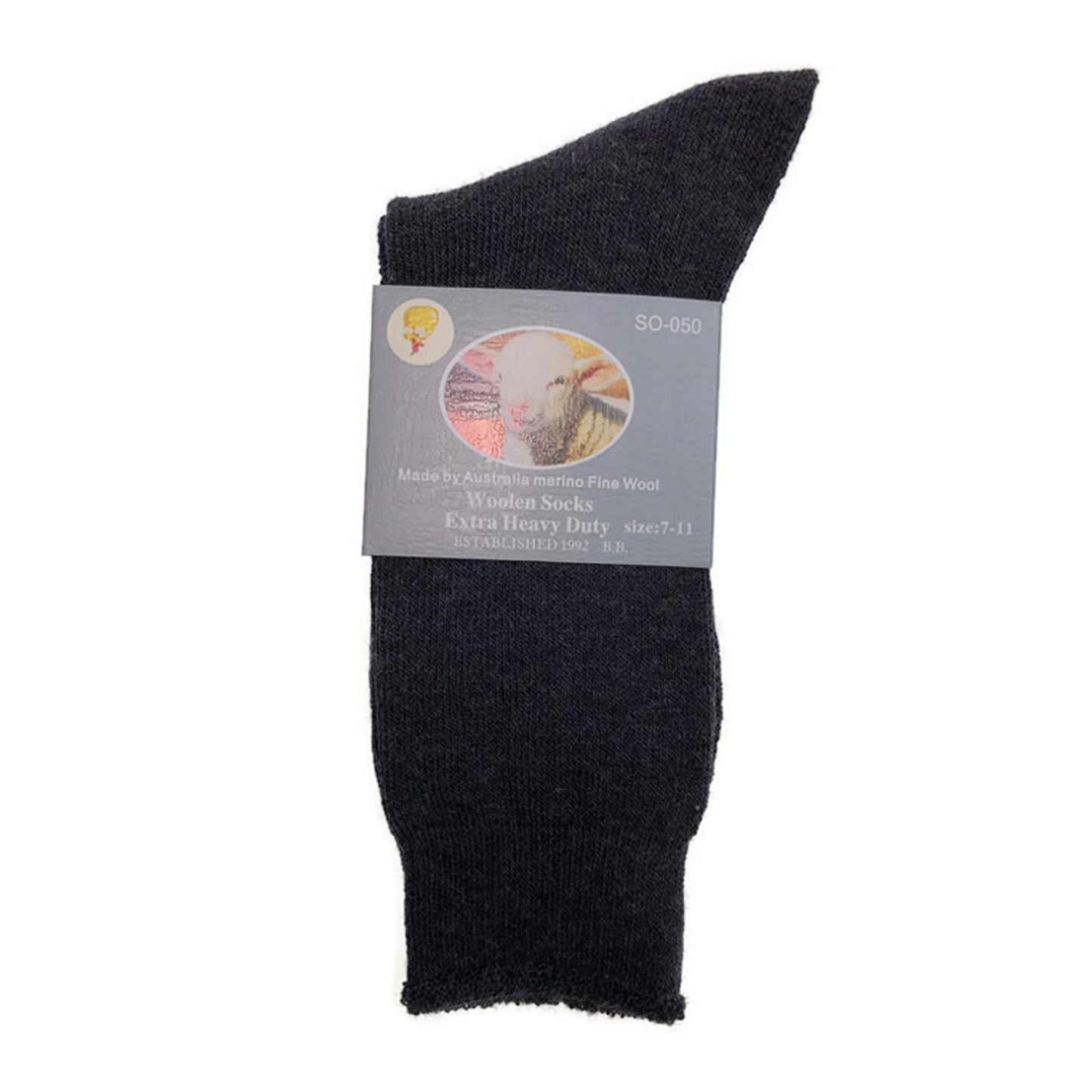 6 Pairs Merino Wool Blend Woolen Work Socks Hiking Heavy Duty Warm Thermal Bulk - Charcoal - 7-11