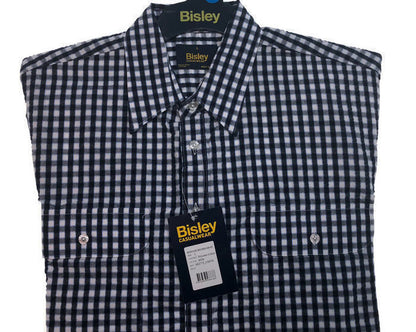 BISLEY SEERSUCKER SHORT SLEEVE SHIRT Plus King Size Work Cotton Blend Check - BS2772_CMVB (MVB) - L