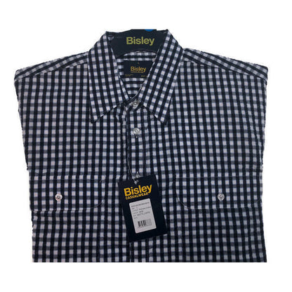 BISLEY SEERSUCKER SHORT SLEEVE SHIRT Plus King Size Work Cotton Blend Check - BS2772_CMVB (MVB) - L