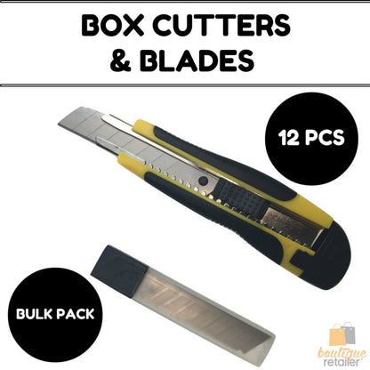 12x BOX CUTTERS Knife Retractable Blade Snap Off Razor 18mm Durable Opener BULK