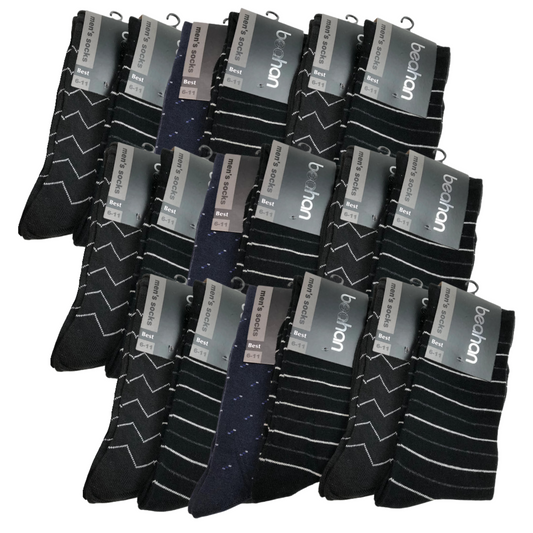 18 Pairs COTTON BUSINESS SOCKS Mens Dress Crew Plain Work Casual  BULK - Assorted - 6-11