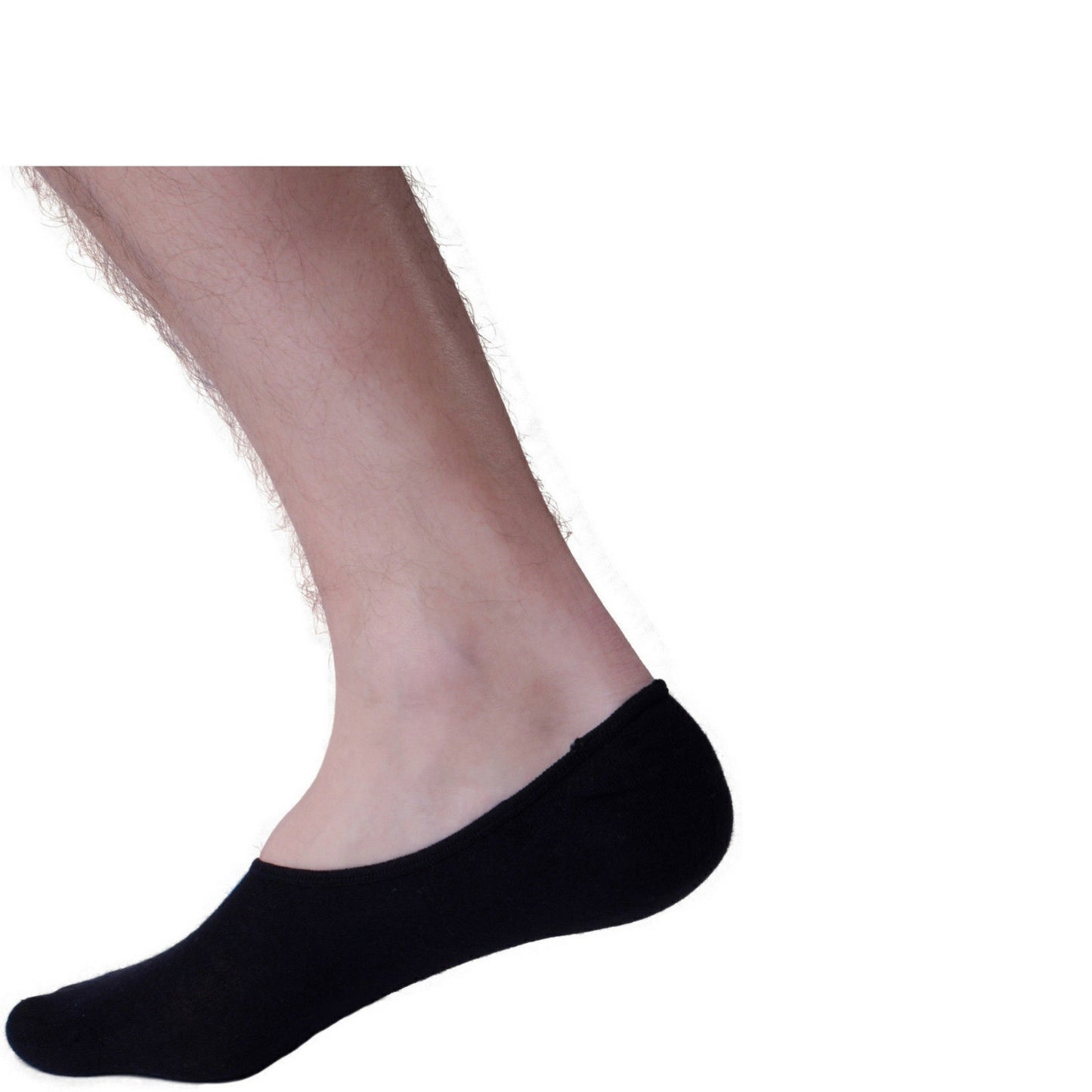 1x NO SHOW COTTON SOCKS Non Slip Heel Grip Low Cut Invisible Footlet Seamless - Black - 2-8