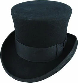 5.5"" Premium Mad Hatter Top Hat 100% Australian Wool Felt Magician Tuxedo Cap - Black - 59cm