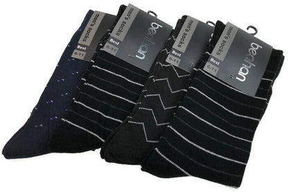 2 Pairs COTTON BUSINESS SOCKS Mens Dress Crew Plain Work Casual - Assorted - 6-11