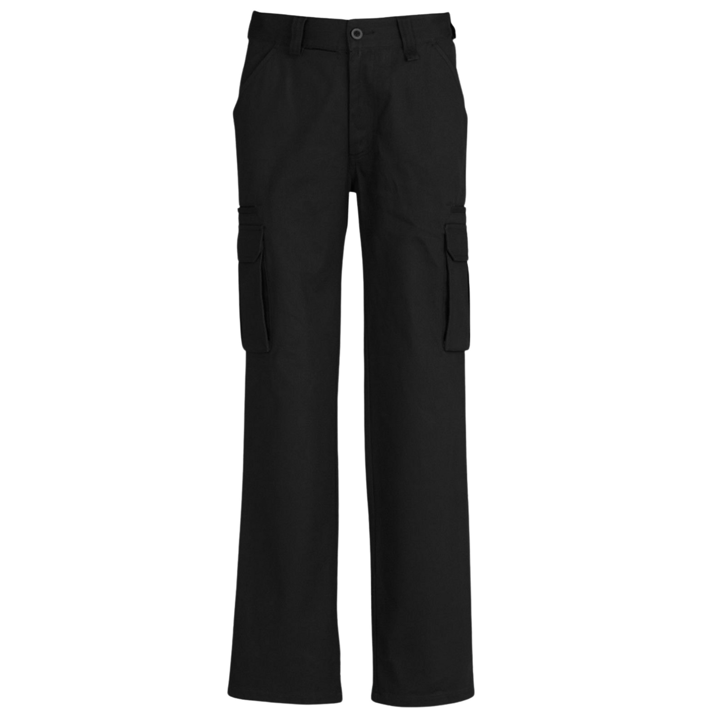 Mens CARGO PANTS Work Wear Trousers 100% COTTON Tradie Pockets Military 310gsm - Black - 112""