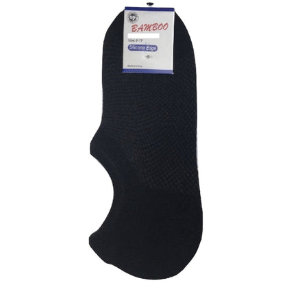1 Pair NO SHOW BAMBOO SOCKS Non Slip Heel Grip Low Cut Invisible Footlet - Black - 2-8