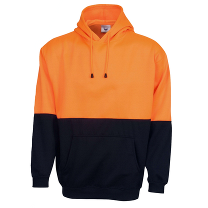 HI VIS POLAR FLEECE HOODIE Jumper Safety Workwear Fleecy Jacket Unisex - Orange - L