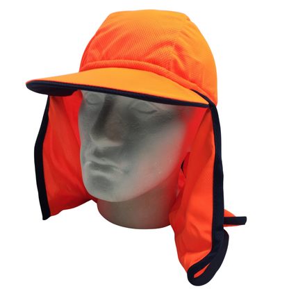 Hi Vis Legionnaire Hat Cap Sun Protection Workwear Legionnaires Fluro One Size - Fluro Orange