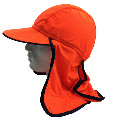 Hi Vis Legionnaire Hat Cap Sun Protection Workwear Legionnaires Fluro One Size - Fluro Orange