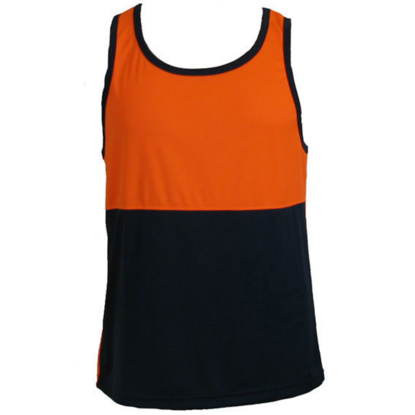 Hi Vis SINGLET Work Wear Safety Tank Top Fluro Micro Mesh UPF50+ High Visibility - Orange - Medium