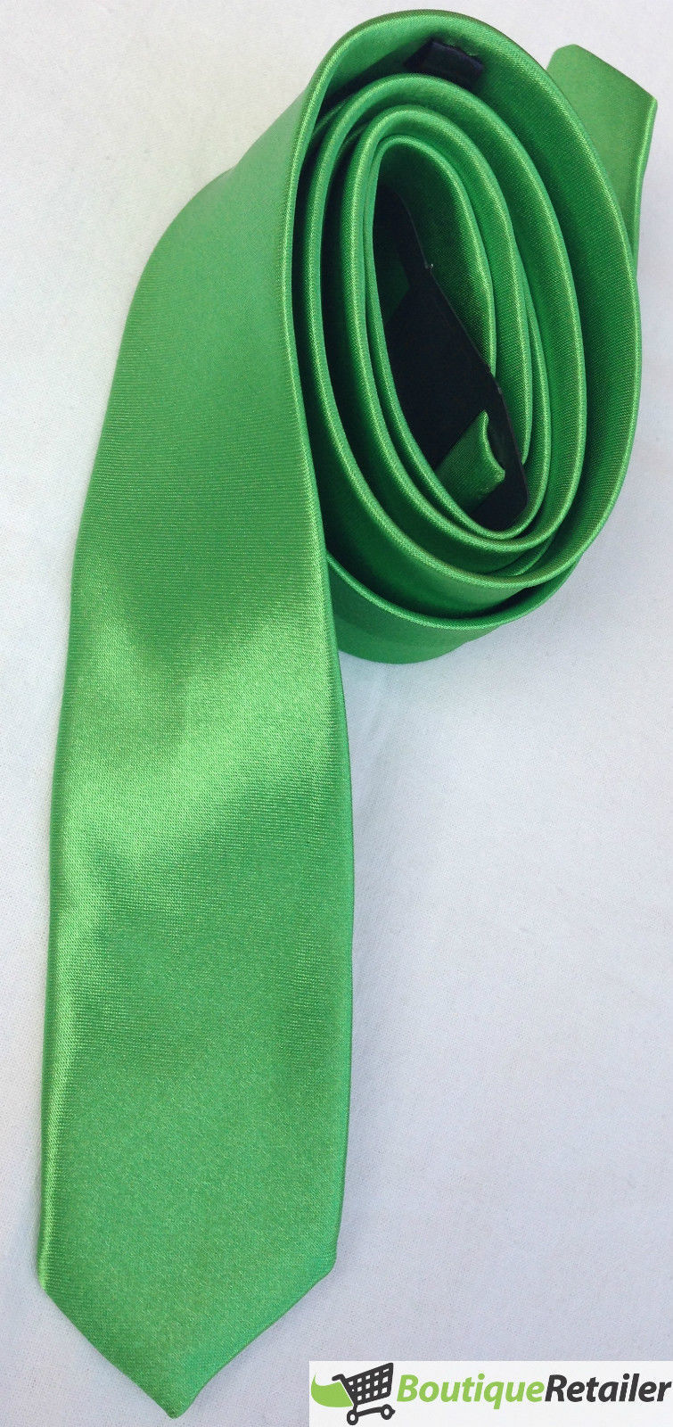 Mens SKINNY TIE Plain Wedding Slim Necktie Formal Casual Narrow Party - Green