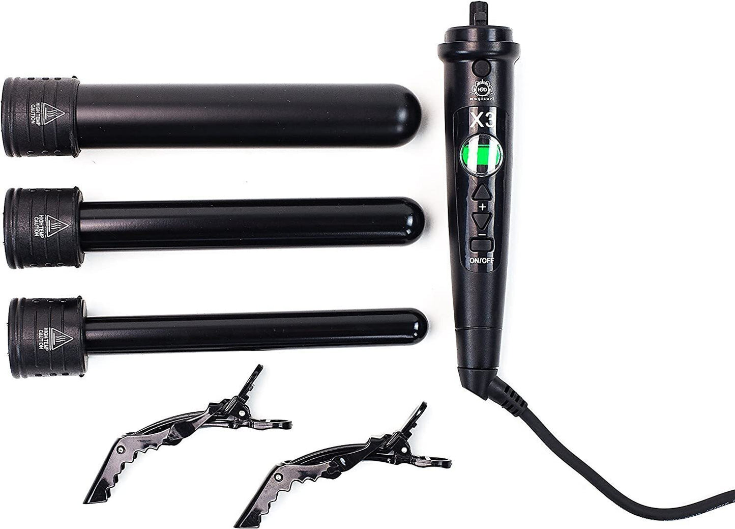 H2D X3 Professional Hair Curling Wand Ceramic Curler Roller - Black