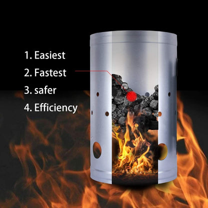 Large Chimney Starter Firewood Quick Rapid Charcoal Lighter Stove For Barbecue