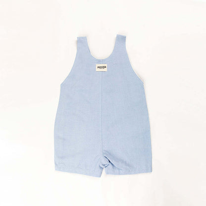 Ponchik Babies + Kids - Cotton Dungaree Overalls - Capri Blue - 3-6 months