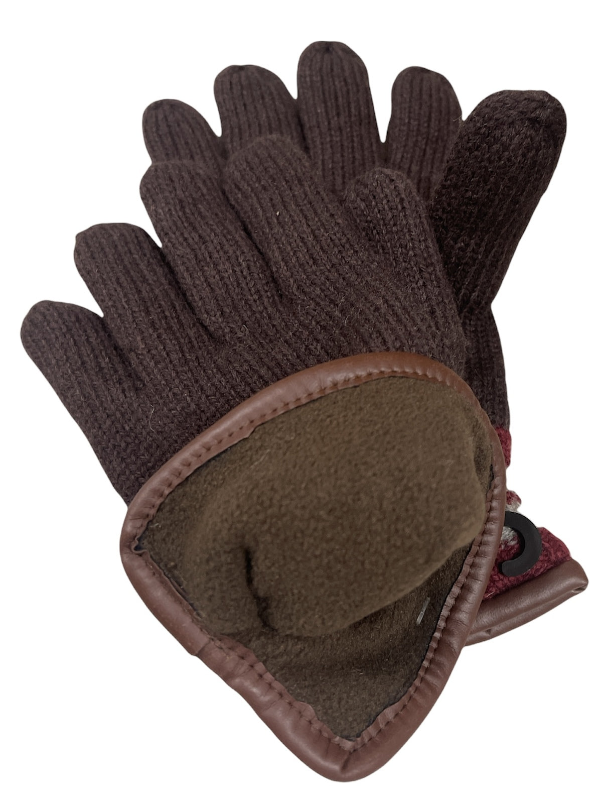 DENTS Wool Gloves Winter w/ Warm Fleece Insulated Thermal Knitted - Brown