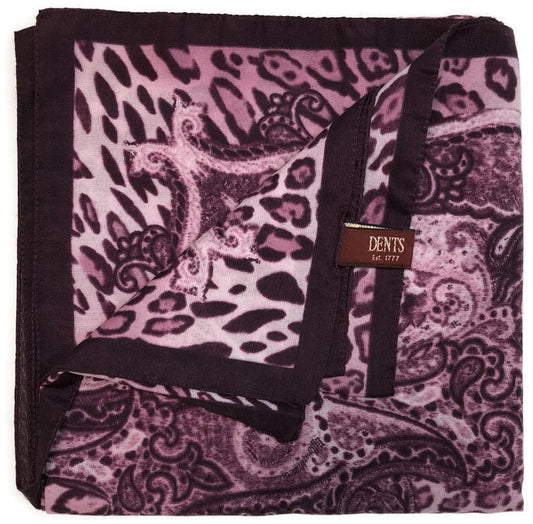 DENTS Ladies Animal Print & Paisley Scarf MADE IN ITALY Womens Warm Winter - Amethyst