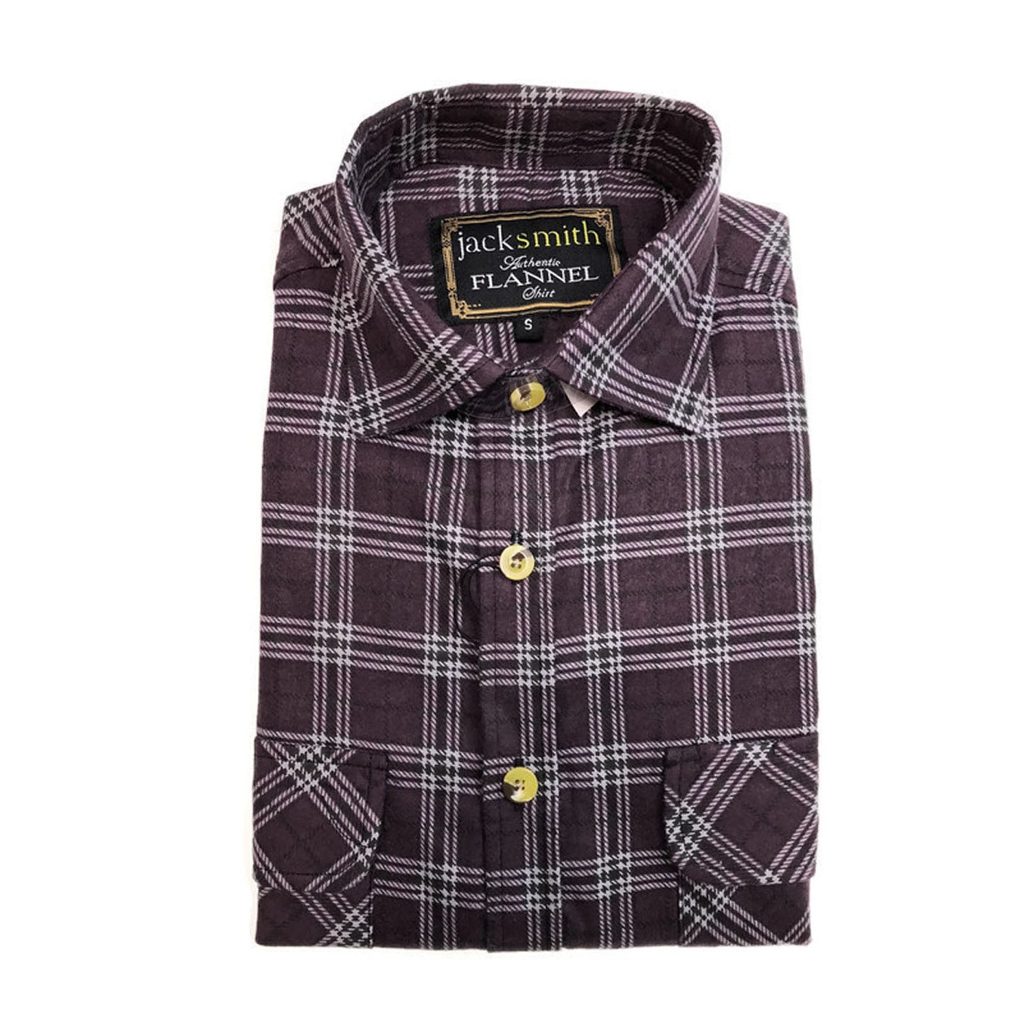 Mens Flannelette Shirt 100% Cotton Check Authentic Flannel Long Sleeve Vintage - Navy Check - S