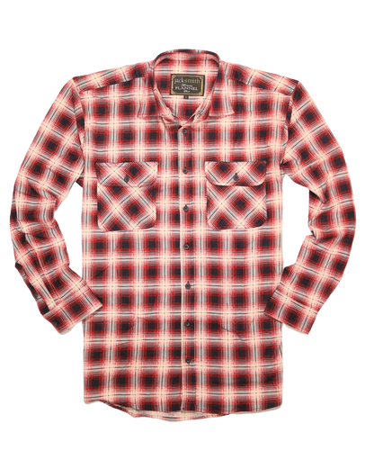 Mens 100% Cotton Flannelette Shirt Long Sleeve Check Authentic Flannel - Red/Navy - L