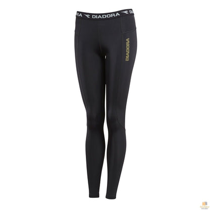 DIADORA Ladies Compression Sports Full Length Tights Gym Yoga - Black - 10