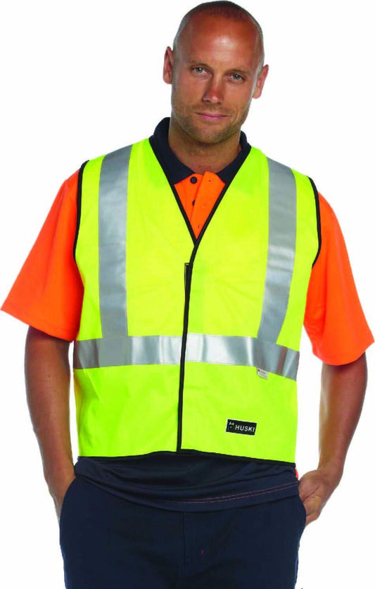 HUSKI Hi Vis Patrol Vest 3M Reflective Tape Safety Workwear High Visibility - Yellow - L