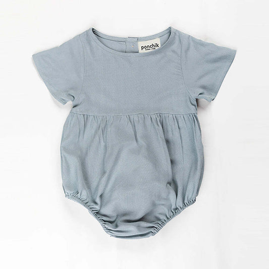 Ponchik Babies + Kids - Linen Romper - Capri Blue - Size 2y Only