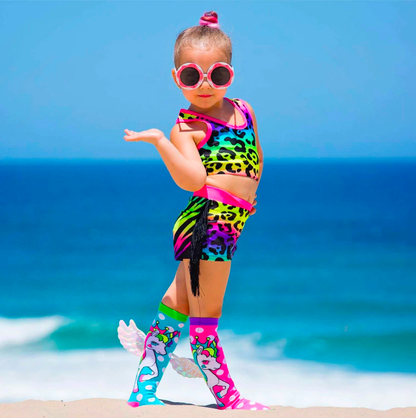 MADMIA Flying Unicorn Toddler Long Knee High Socks - Girl's Pair - Pink/Blue