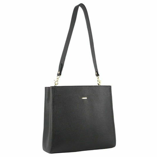 Morrissey Womens Italian Structured Leather Cross Body Bag Handbag Ladies - Black