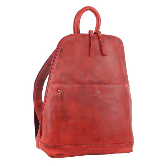 Milleni Genuine Italian Leather Soft Leather Backpack Travel Bag - Red