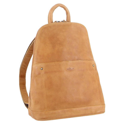 Milleni Genuine Italian Leather Soft Leather Backpack Travel Bag - Caramel