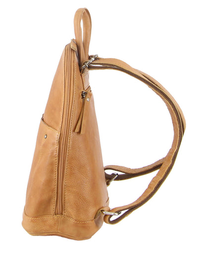 Milleni Genuine Italian Leather Soft Leather Backpack Travel Bag - Caramel