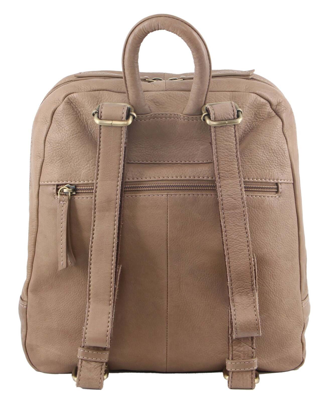 Pierre Cardin Womens Woven Leather Backpack Bag - Taupe