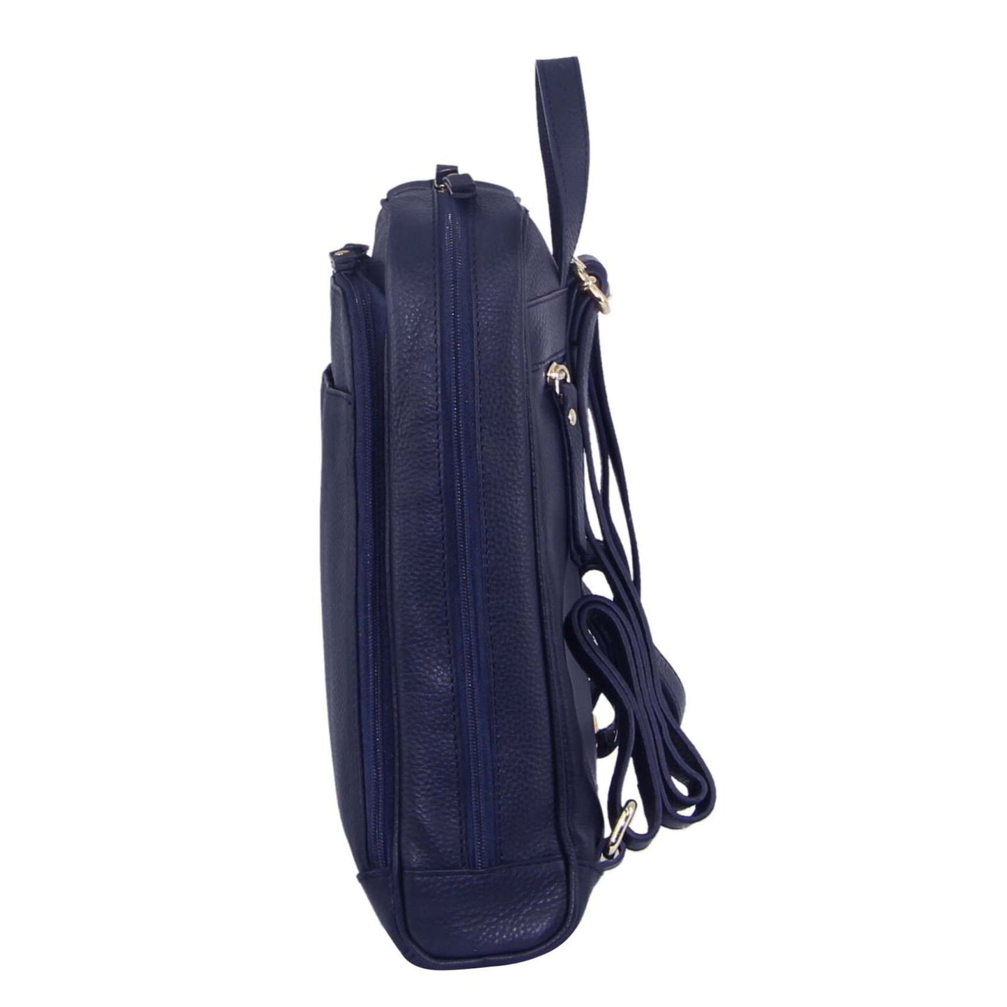 Pierre Cardin Rustic Womens Leather Backpack Bag Handbag Back Pack Travel  - Navy