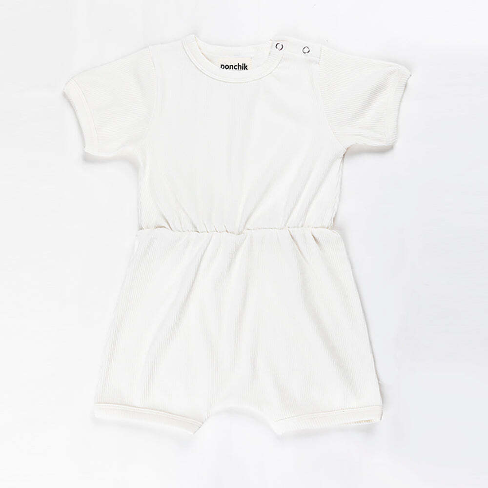 Ponchik Babies + Kids - Ribbed Cotton Romper - Daisy - 12-18 months